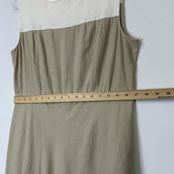 Pendleton Linen Dress Womens Size 14 Petite 14P Beige Sleeveless - Picture 6 of 10